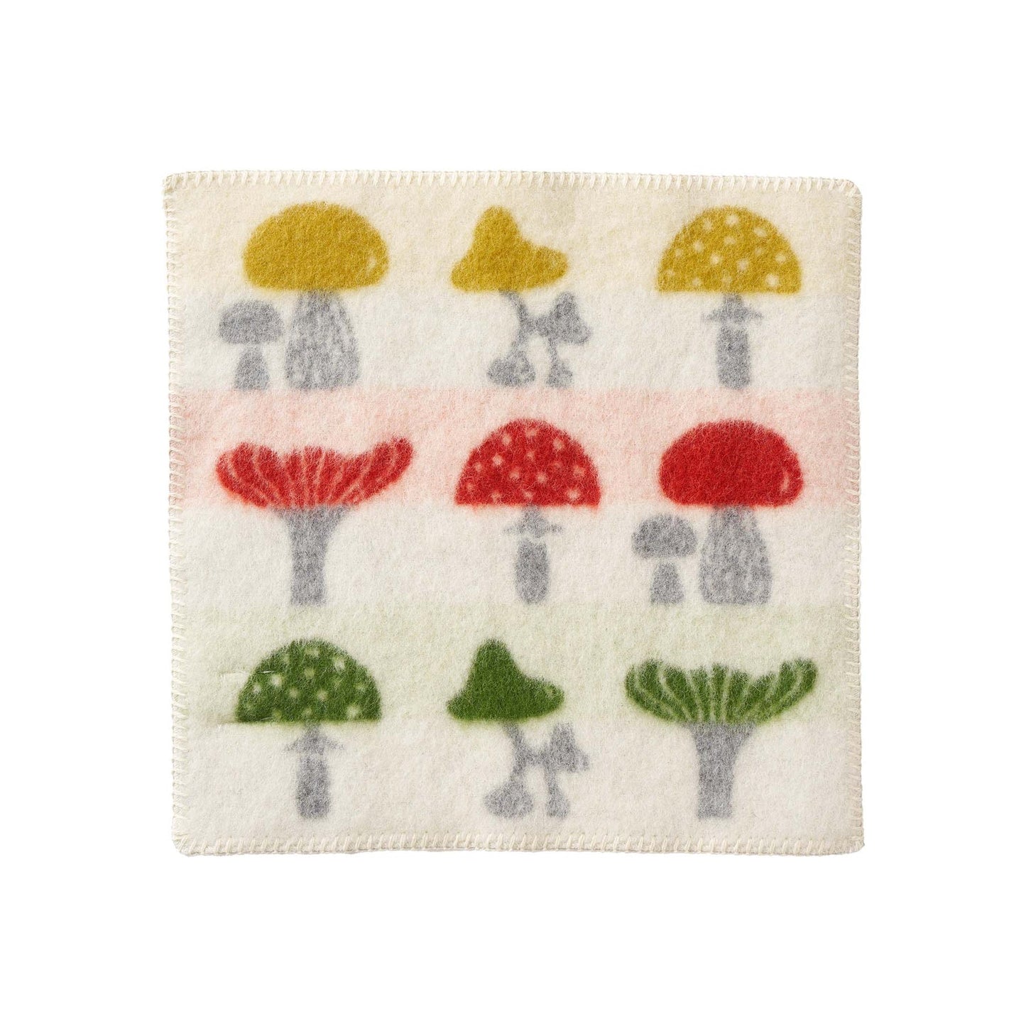 Woll-Sitzunterlage Mushroom – Pilzmotiv handgewebt, 100% Lammwolle, Klippan Yllefabrik Schweden
