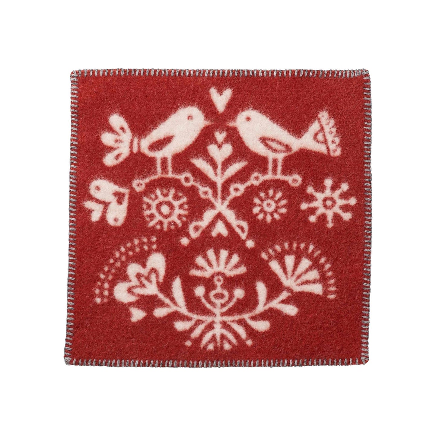 Woll-Sitzunterlage Joy Rust Red – geometrisches Muster in Rostrot, 100% Lammwolle, Klippan Yllefabrik Schweden