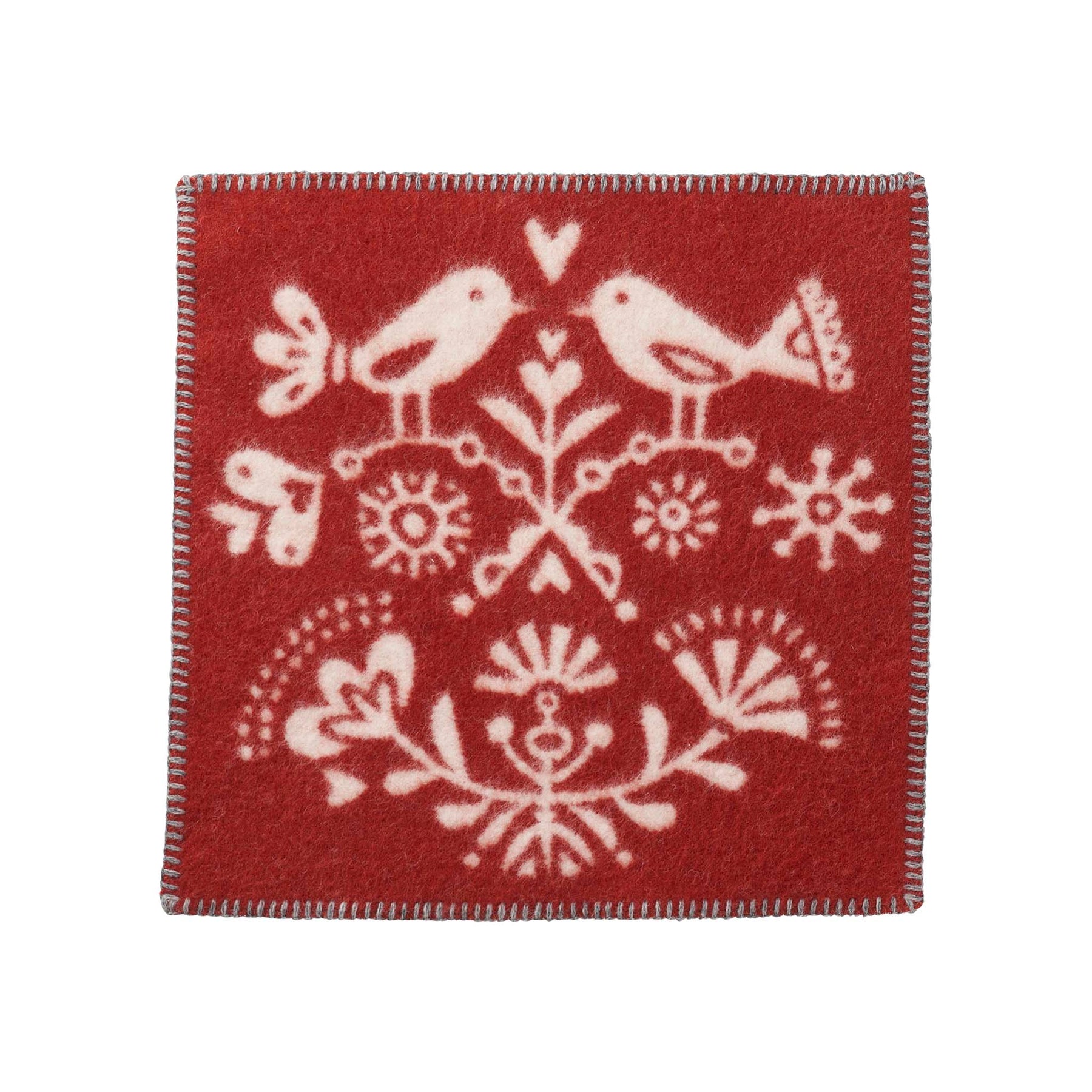 Woll-Sitzunterlage Joy Rust Red – geometrisches Muster in Rostrot, 100% Lammwolle, Klippan Yllefabrik Schweden