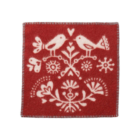Woll-Sitzunterlage Joy Rust Red – geometrisches Muster in Rostrot, 100% Lammwolle, Klippan Yllefabrik Schweden