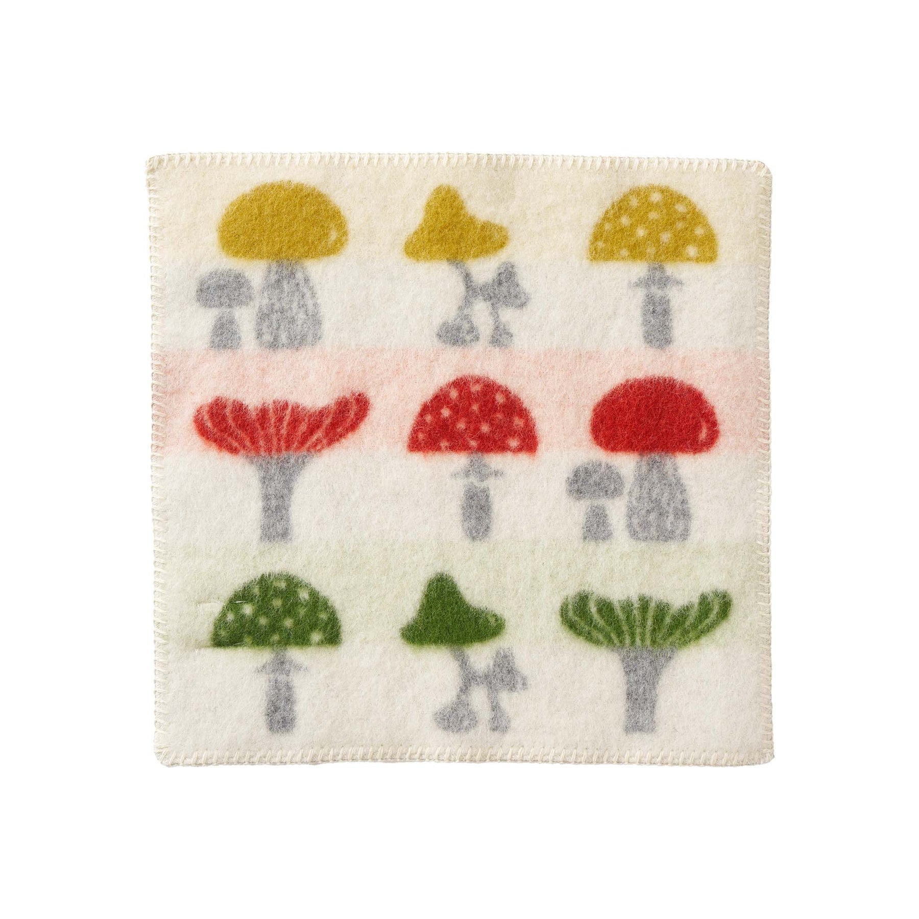 Woll-Sitzunterlage Mushroom – Pilzmotiv handgewebt, 100% Lammwolle, Klippan Yllefabrik Schweden