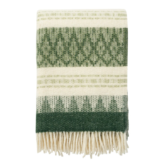 Wolldecke Freja Wood – Waldmuster handgewebt, 100% Wolle, Klippan Yllefabrik Schweden 130x200cm